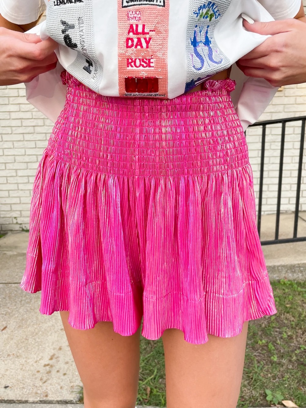 Queen of Sparkles Hot Pink Swing Shorts - Size S
